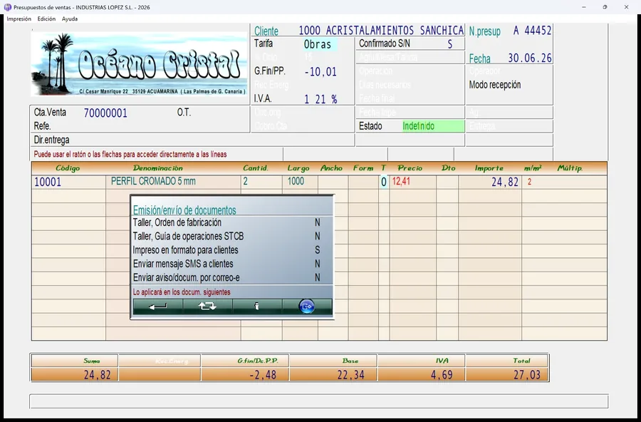 Emisión y envío de documentos con impresión, SMS y correo electrónico
