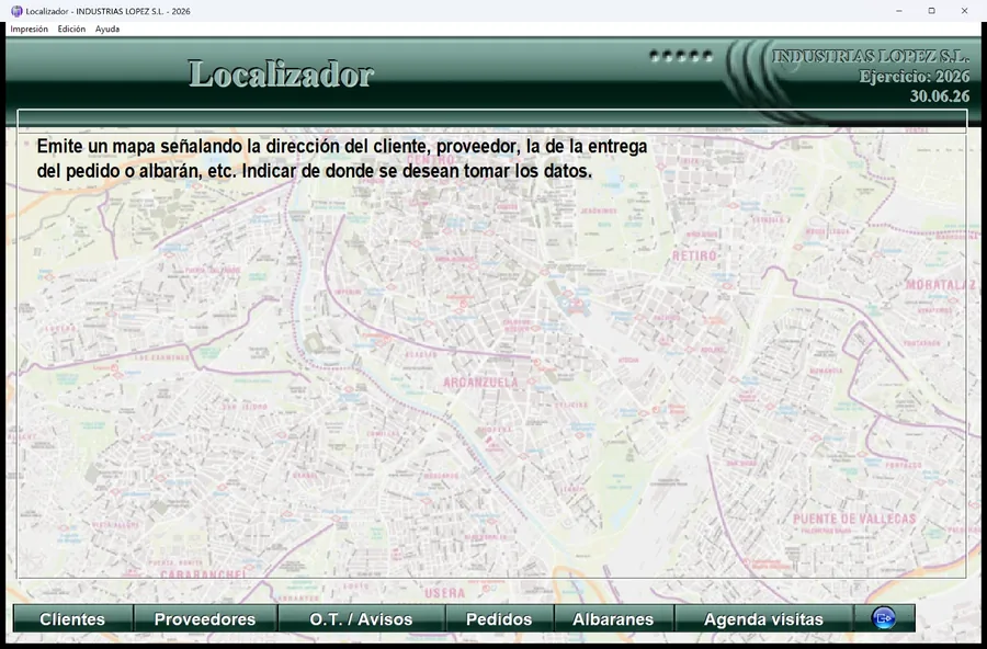 Localizador con mapa para situar clientes, pedidos y entregas
